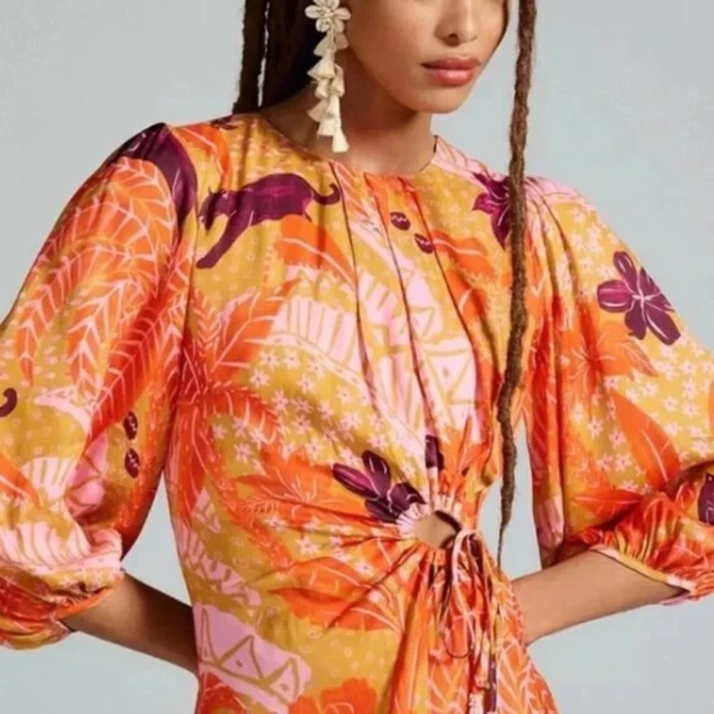FARM Rio Jungle Panther Lenzing™ Ecovero™ Viscose Midi Dress XL